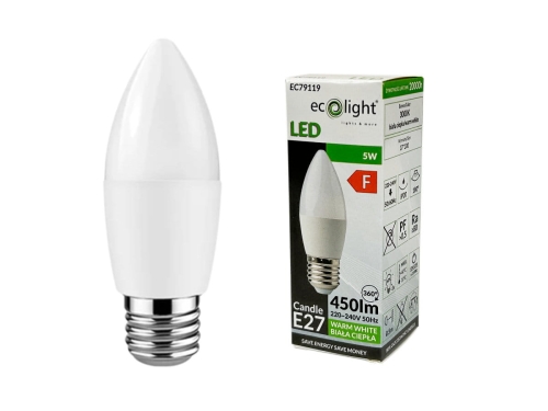 Przejdź do produktu Żarówka LED CANDLE E27 5W 3000K