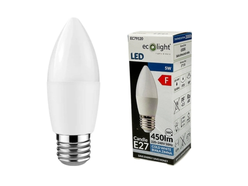 Przejdź do produktu Żarówka LED CANDLE E27 5W 6500K