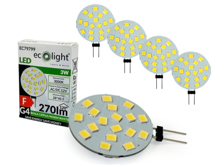 5x Żarówka LED G4 PASTYLKA 3W 12V ACDC 3000K.jpg