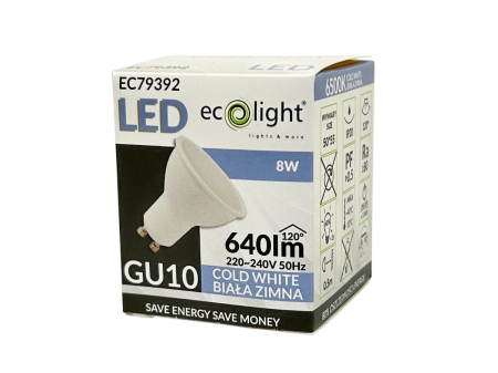 Zarowka LED GU10 8W 6500K - karton.jpg