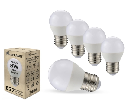 5x Zarowka LED ecoPLANET E27 G45 8W 4000K.jpg