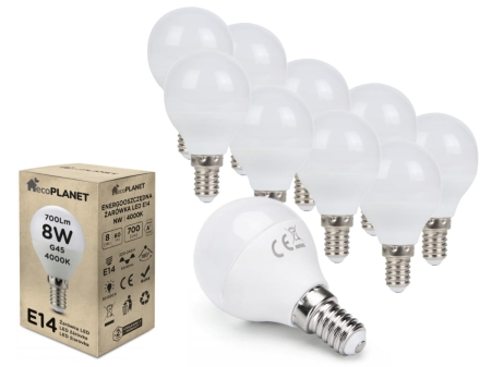 10x Zarowka LED ecoPLANET E14 G45 8W 4000K.jpg