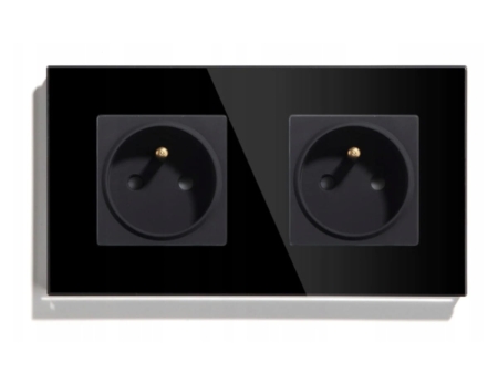 2x Gniazdo pojedyncze Fi60 Czarne + ramka - front.jpg