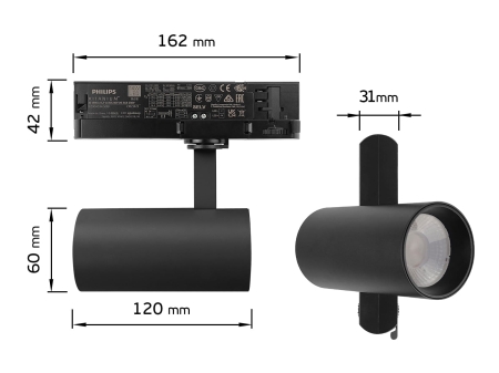 Lampa Szynowa LED Ascela  4000K Czarna 3F -- wymiary.jpg