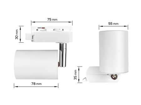 Lampa szynowa na żarówkę GU10 1F BIAŁA -- wymiary.jpg