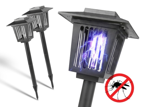 Przejdź do produktu 2x Lampa solarna LED ogrodowa owadobójcza 58cm wbijana
