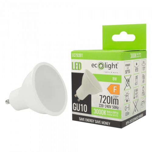 Przejdź do produktu Żarówka LED GU10 8W ~ 60W 3000K BIAŁA Ciepła