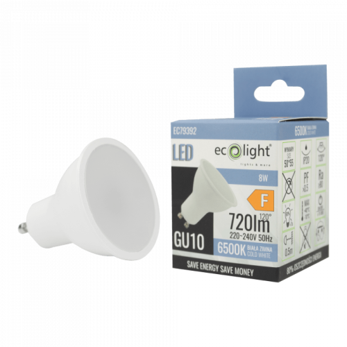 Przejdź do produktu Żarówka LED GU10 8W ~ 60W 6500K BIAŁA Zimna