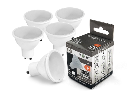 Przejdź do produktu 5x żarówka LED GU10 2W 4000K
