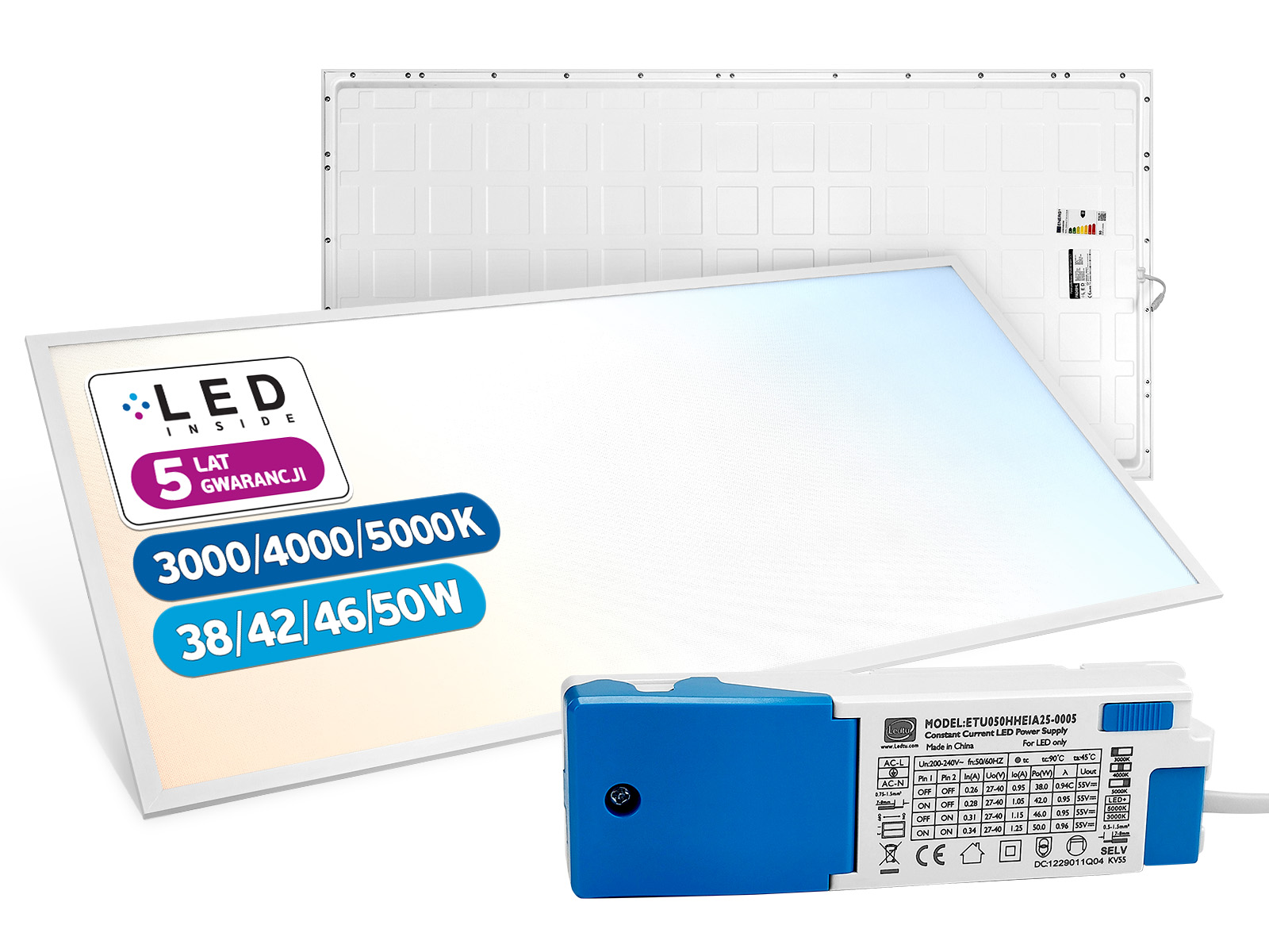 Panel podtynkowy LED 120x60 Almach CCT 38/42/46/50W 3000/4000/5000K