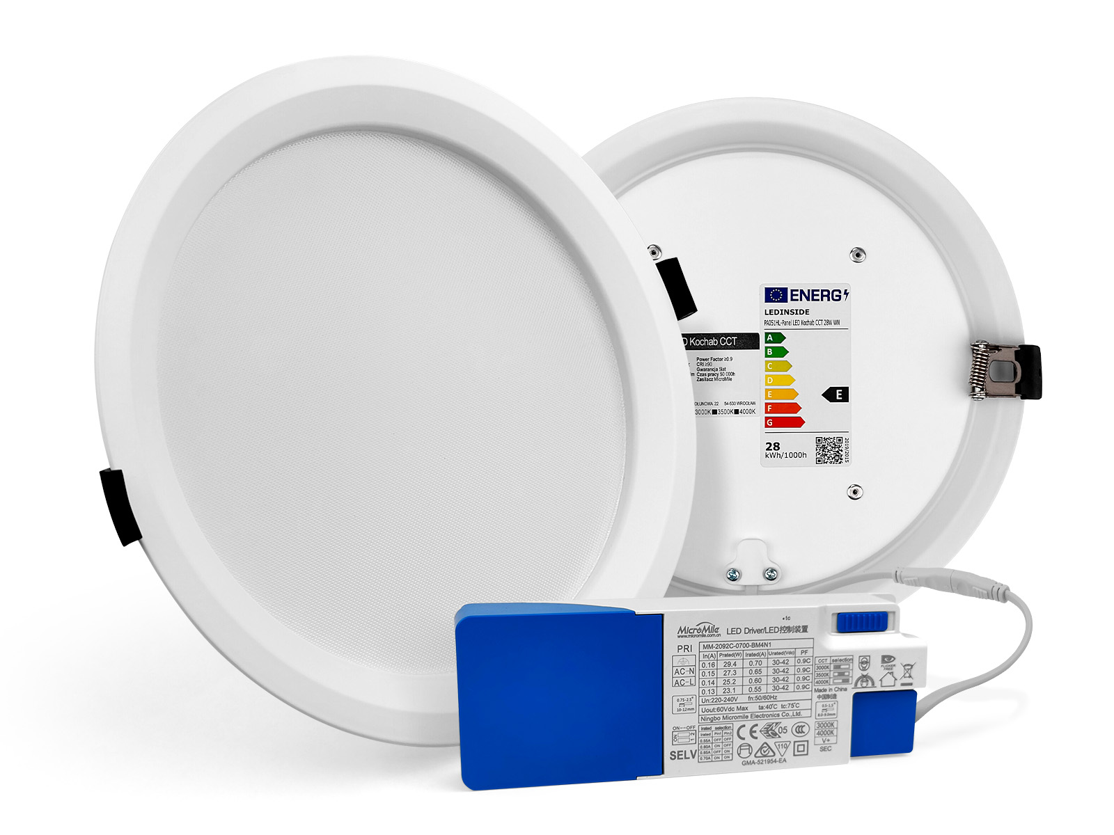 Panel podtynkowy LED Kochab CCT 28W 3000/3500/4000K