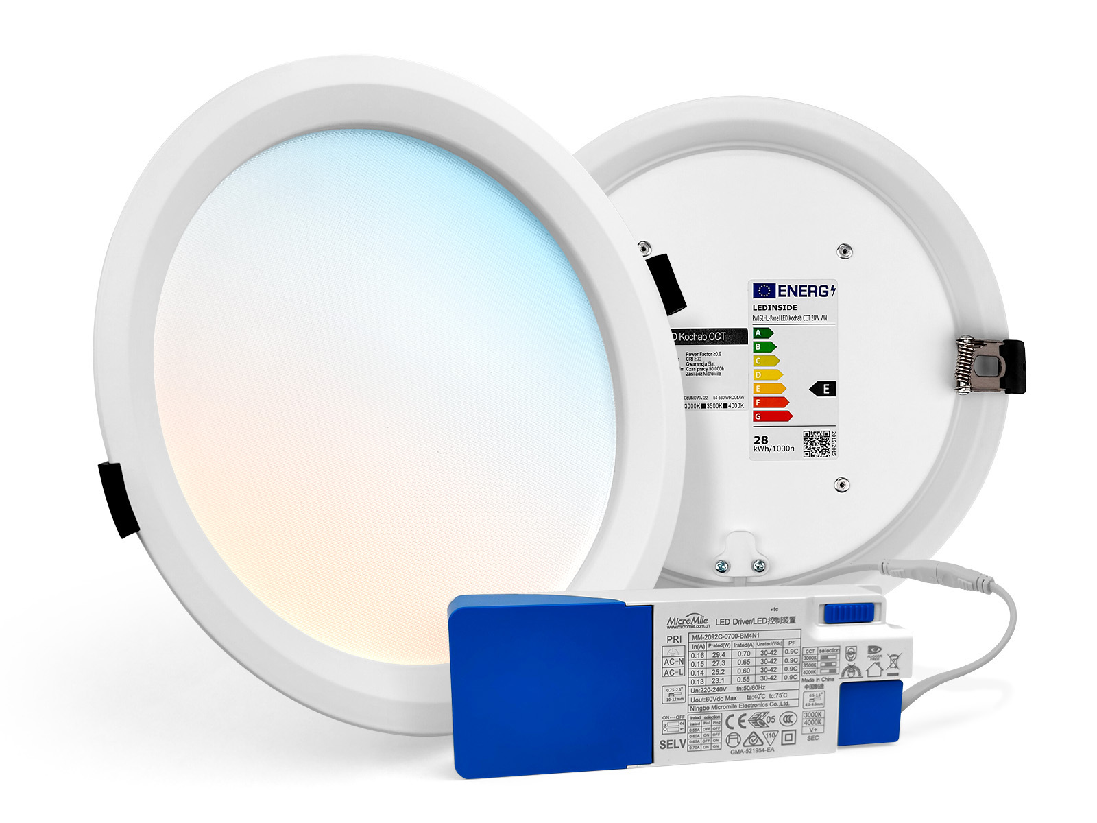Panel podtynkowy LED Kochab CCT 28W 3000/3500/4000K