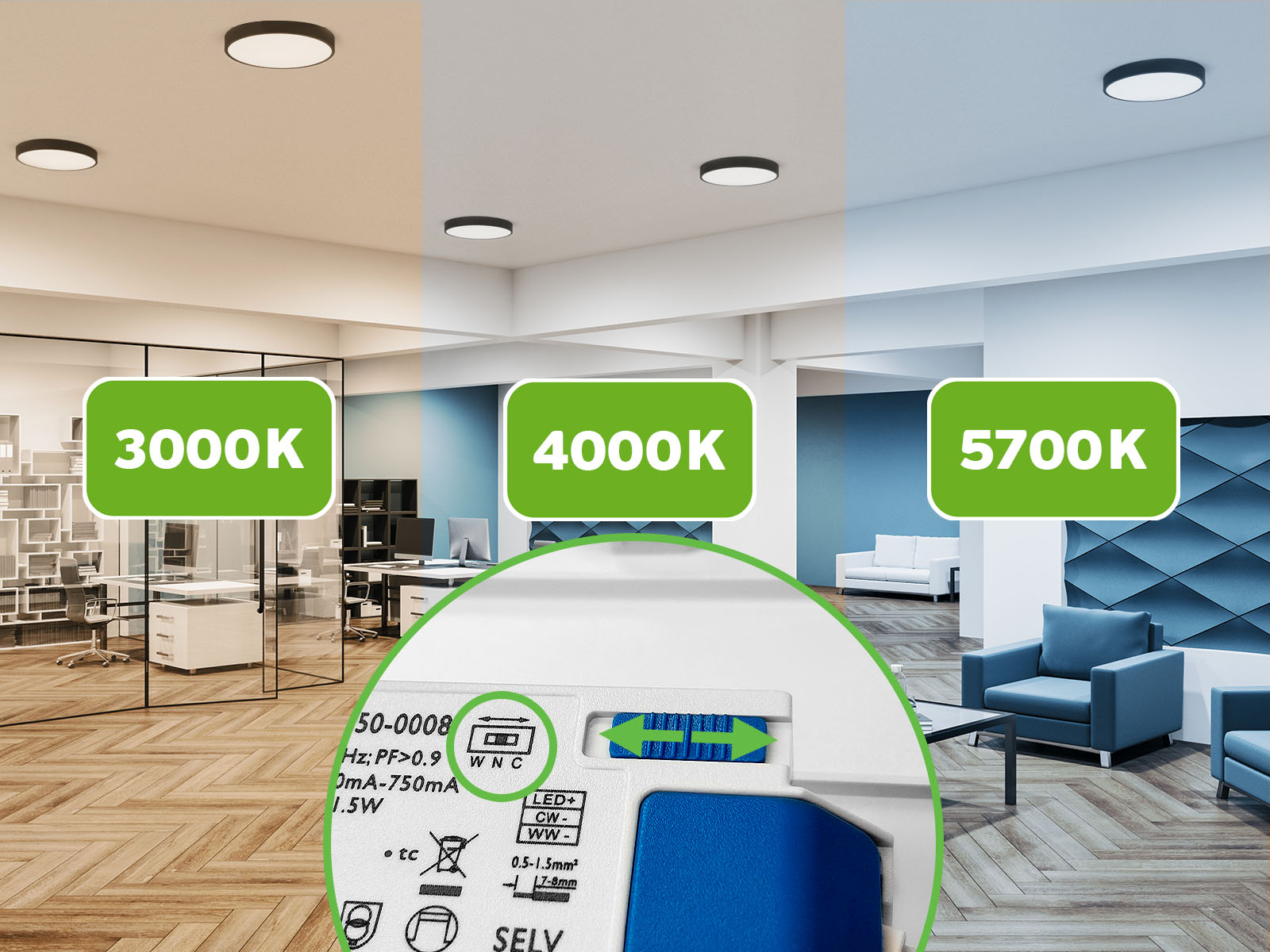Barwa Plafon LED Polari 28/40W 3000/4000/5700K Czarny