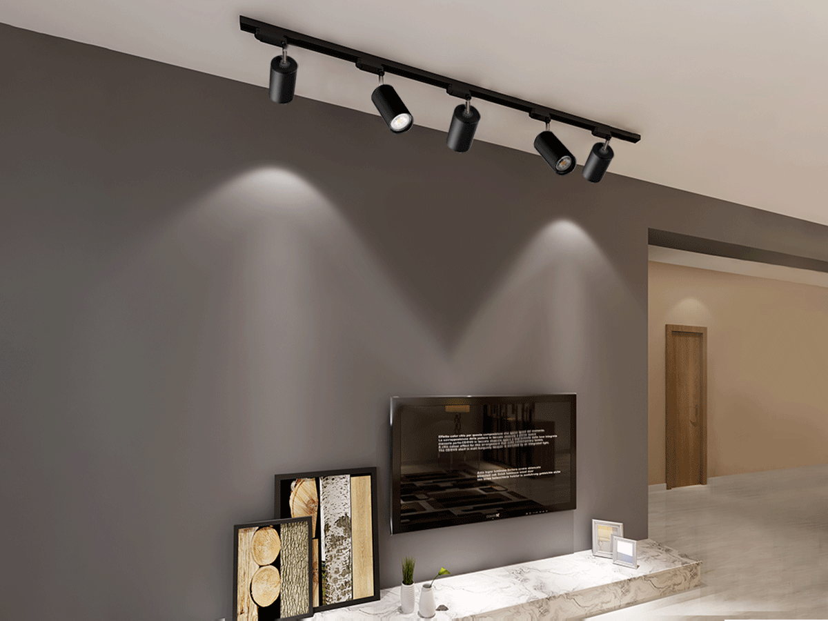 Wizualizacja lamp szynowych czarnych na GU10 LONG