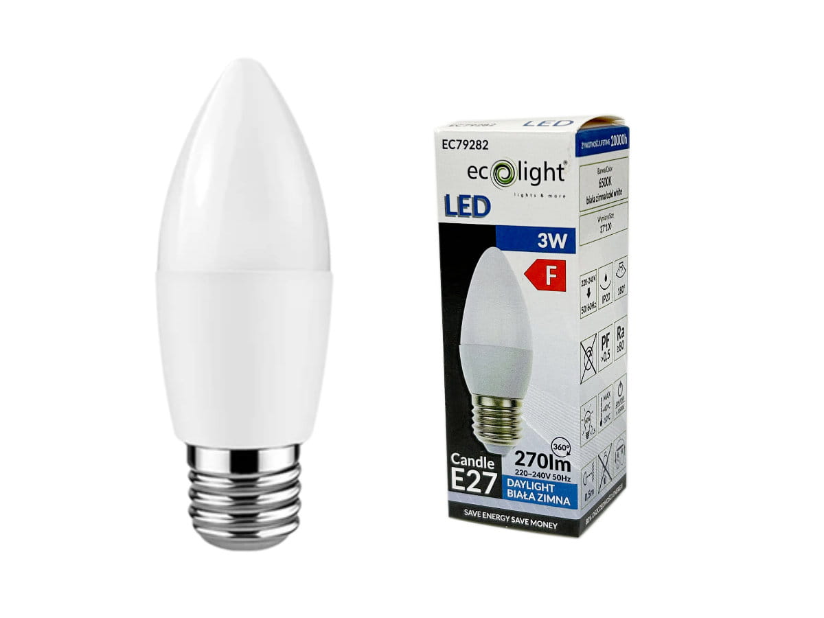 Żarówka LED CANDLE E27 3W 6000K - glowne.jpg